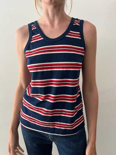 70s Red White & Blue Striped Tank - image 1