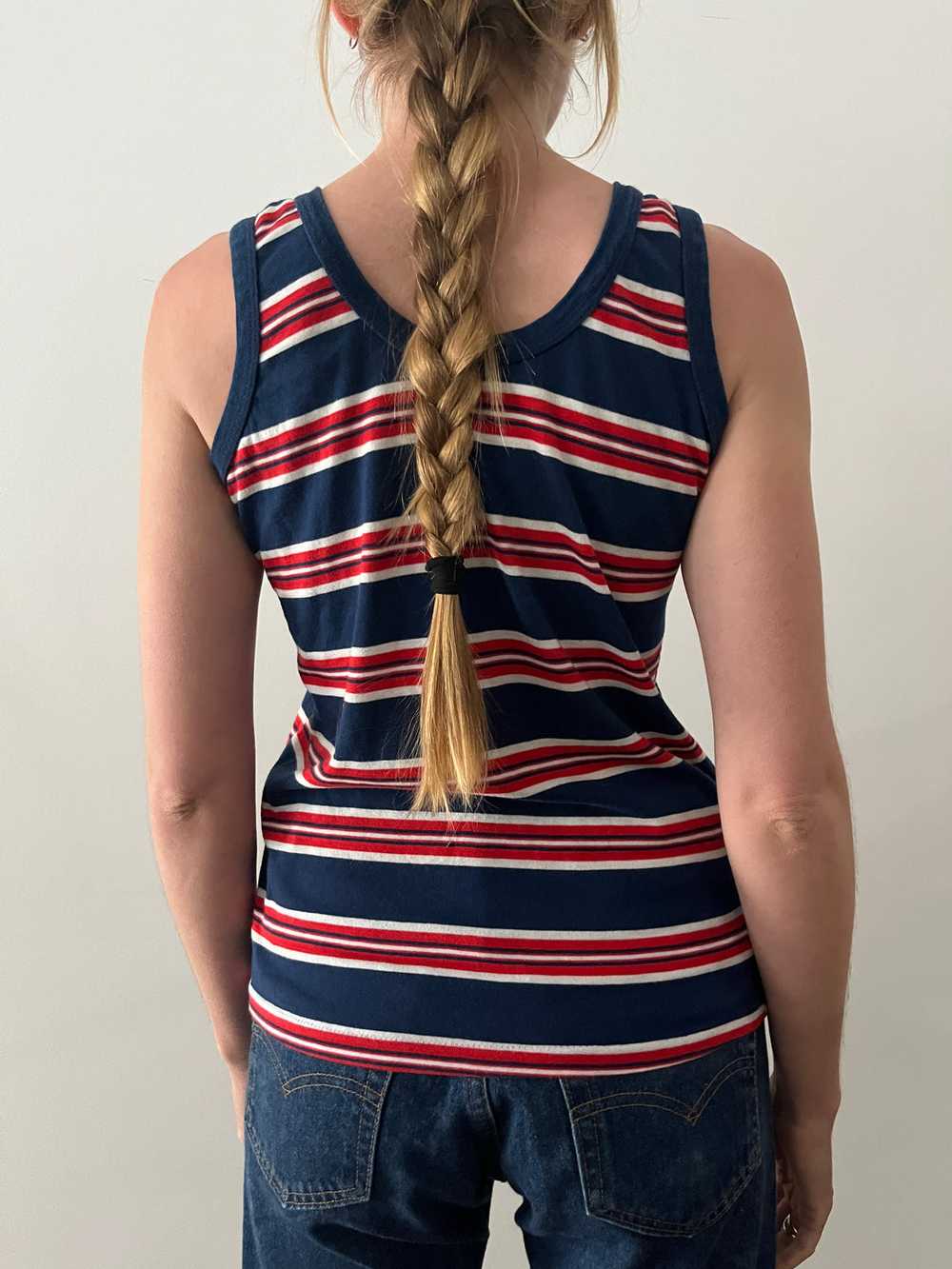 70s Red White & Blue Striped Tank - image 3
