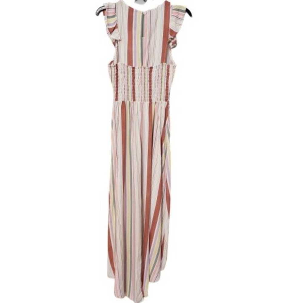 NWOT Striped Ruffle Sleeve Hi Lo Midi Dress Medium - image 3