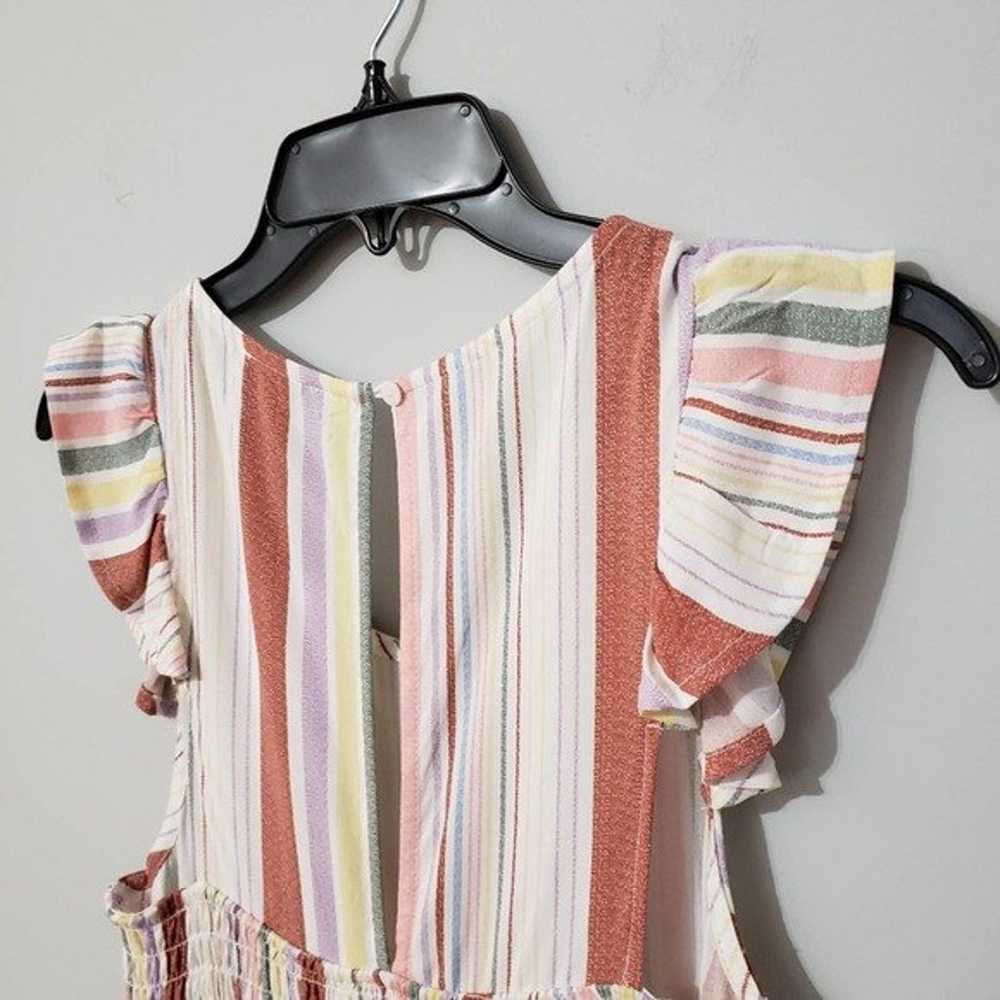 NWOT Striped Ruffle Sleeve Hi Lo Midi Dress Medium - image 5