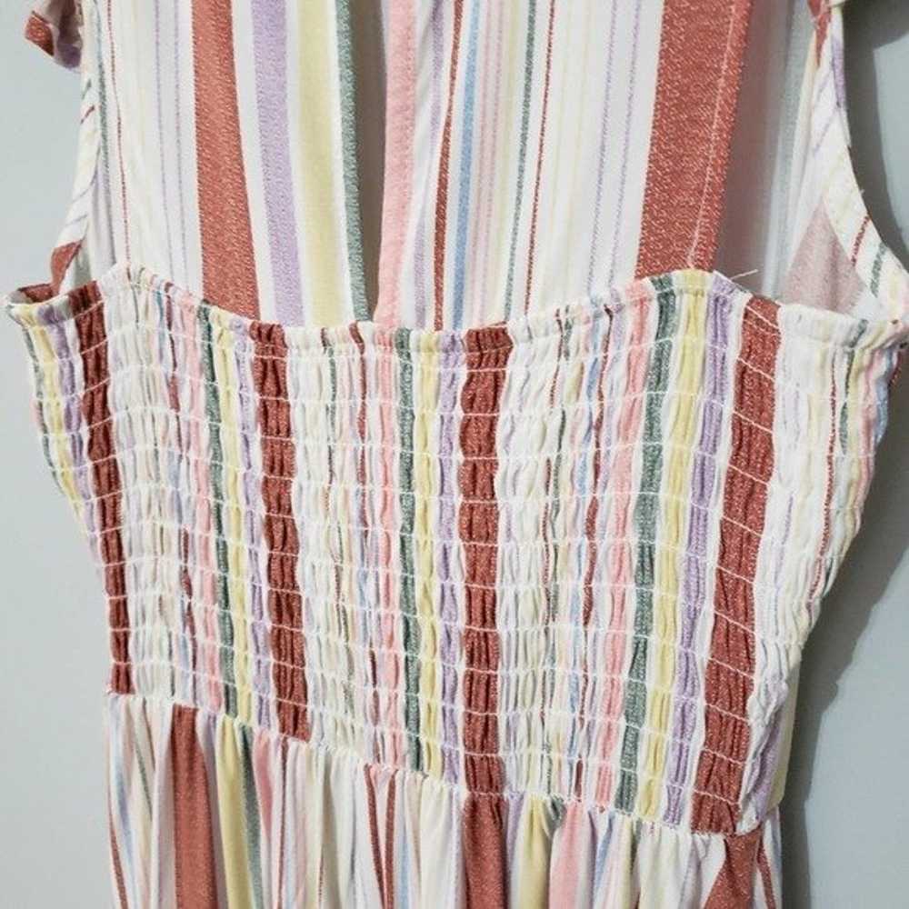 NWOT Striped Ruffle Sleeve Hi Lo Midi Dress Medium - image 6