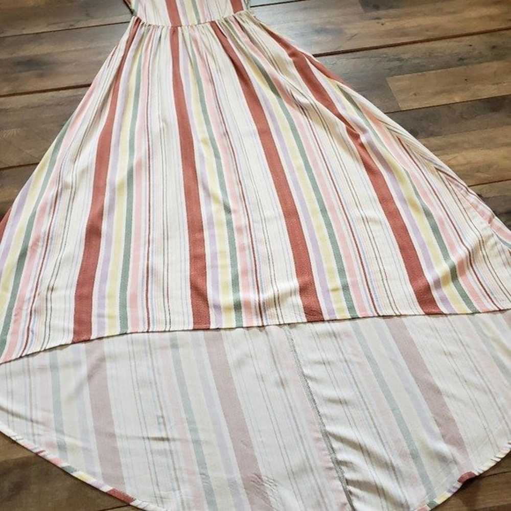 NWOT Striped Ruffle Sleeve Hi Lo Midi Dress Medium - image 7