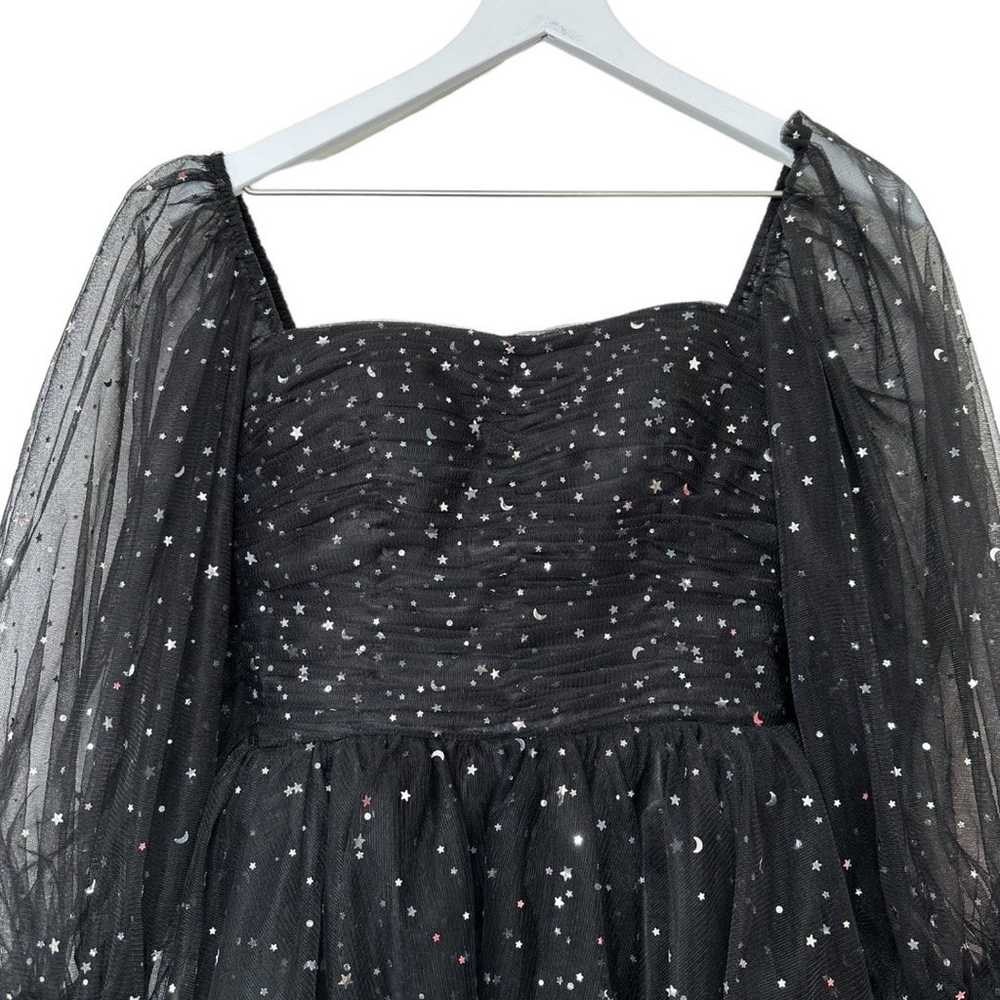Midnight Moon & Stars Puffy Sleeve Starry Black L… - image 2
