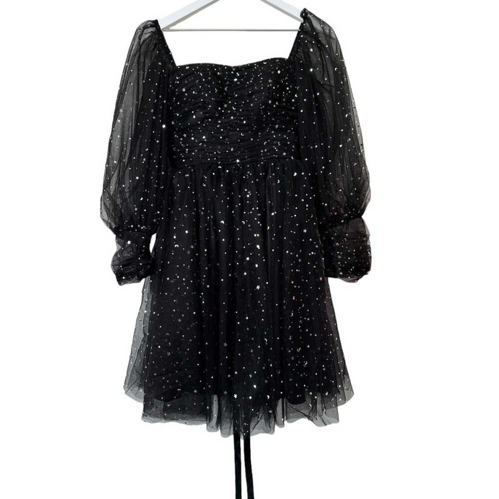 Midnight Moon & Stars Puffy Sleeve Starry Black L… - image 3