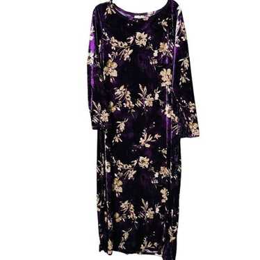 vintage velvet purple & gold floral california dy… - image 1