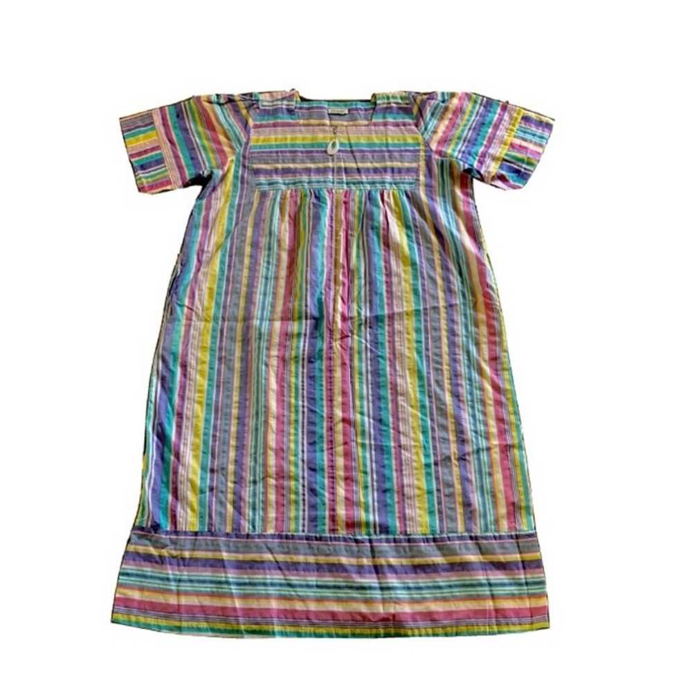 Vintage 80s 90s striped cotton moomoo dress sz 2X - image 3