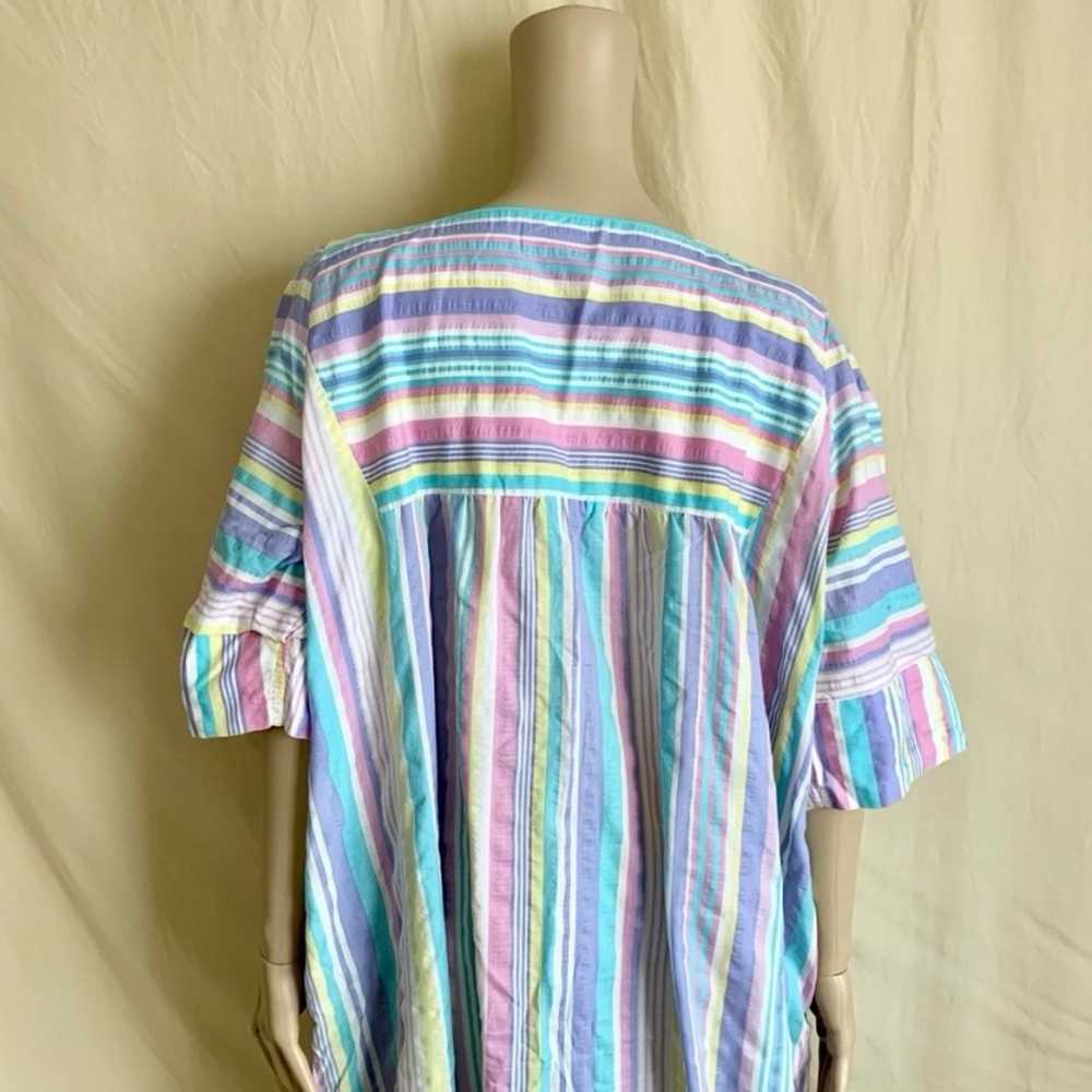 Vintage 80s 90s striped cotton moomoo dress sz 2X - image 6