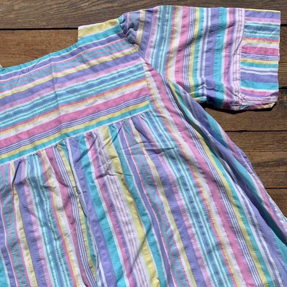 Vintage 80s 90s striped cotton moomoo dress sz 2X - image 8