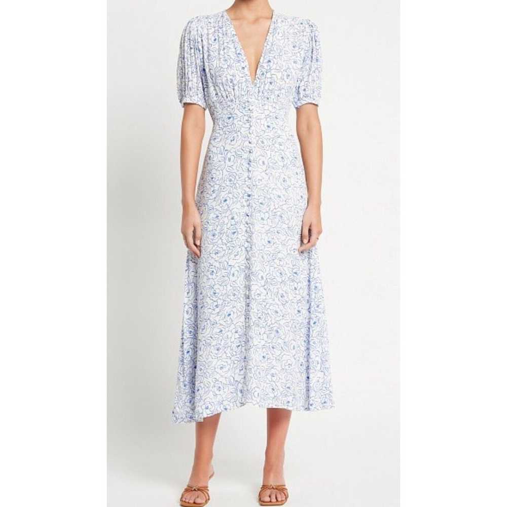 Faithfull The Brand Dress Size 6 White Blue Marti… - image 1