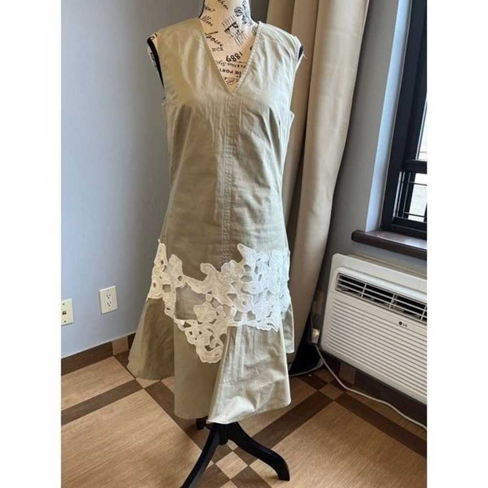 Derek Lam Collective Khaki Lace V-Neck Dress - image 3