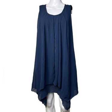 Milly High Neck Sheer Tunic Dress Navy Blue Size … - image 1