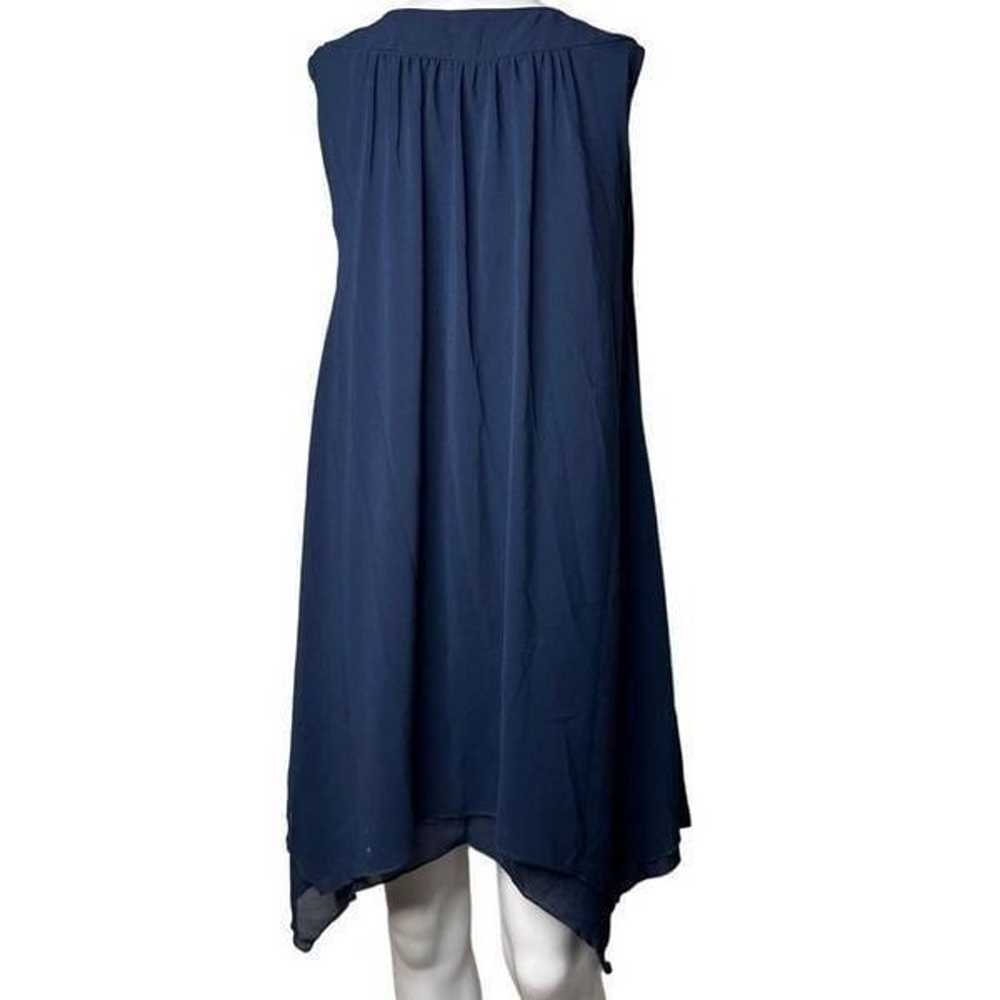 Milly High Neck Sheer Tunic Dress Navy Blue Size … - image 3