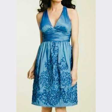 Adrianna Papell halter dress rosette blue sz 8/10… - image 1