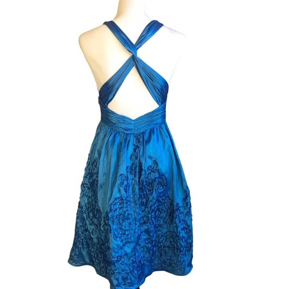 Adrianna Papell halter dress rosette blue sz 8/10… - image 4