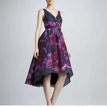 Neiman Marcus Lela Rose Dress Sleeveless Purple Kn