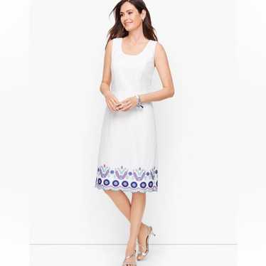 Talbots Floral Embroidery Linen Shift Dress