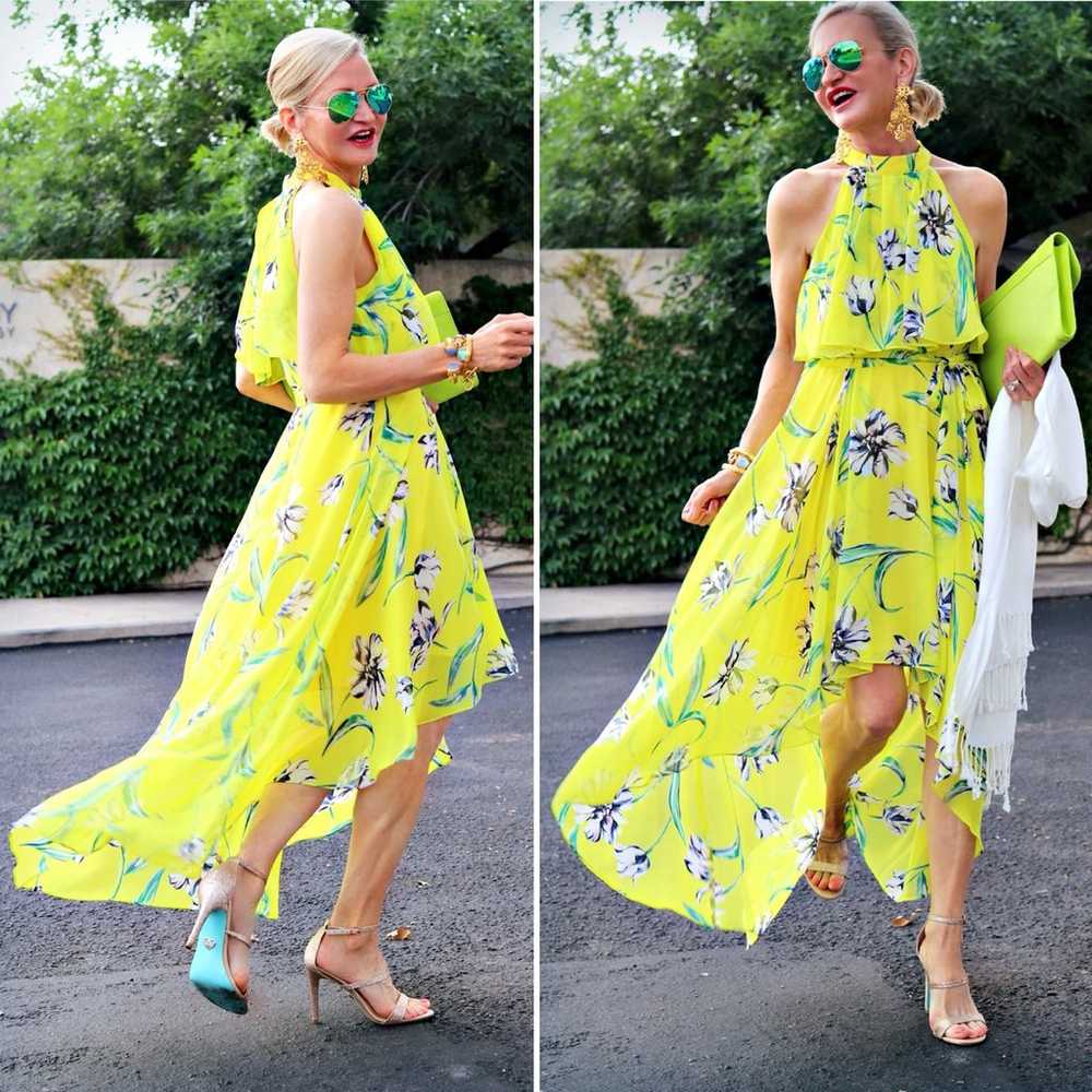 Eliza J The Good Stuff Yellow Floral Dress 10 hig… - image 2