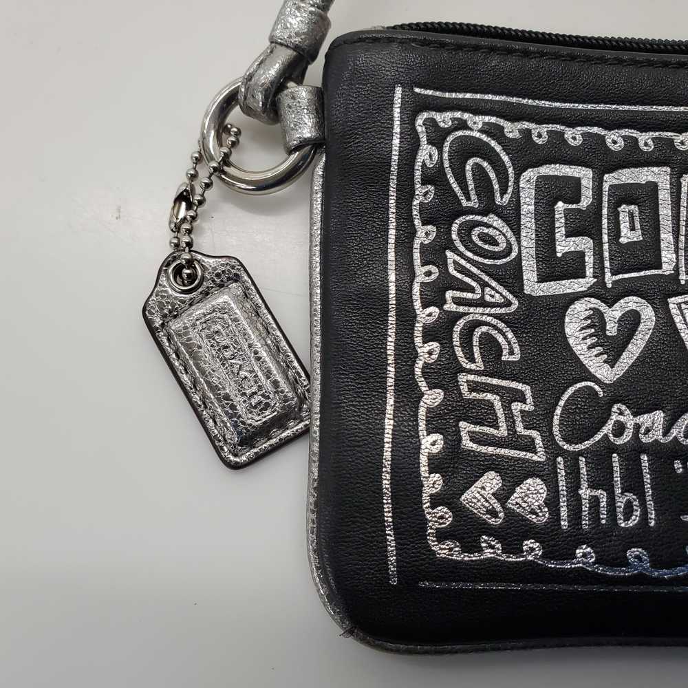 Coach Poppy Black Silver Leather Wristlet - image 2