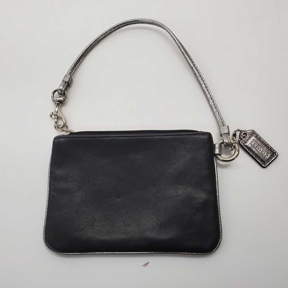 Coach Poppy Black Silver Leather Wristlet - image 3