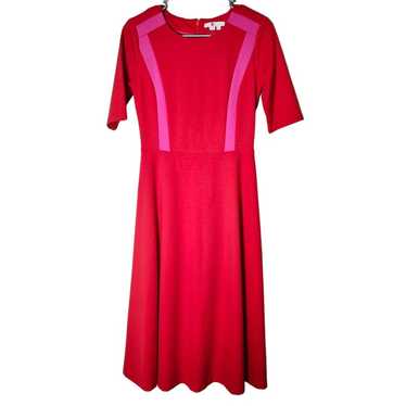 Boden Emily Ponte Midi Dress Size 2 Red Pink Colo… - image 1