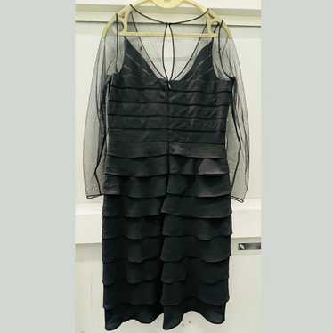 Adrianna Papell Sheer Shoulder Black Dress