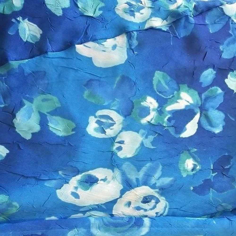 Aqua Blue Watercolor Floral Sleeveless Midi Dress… - image 5