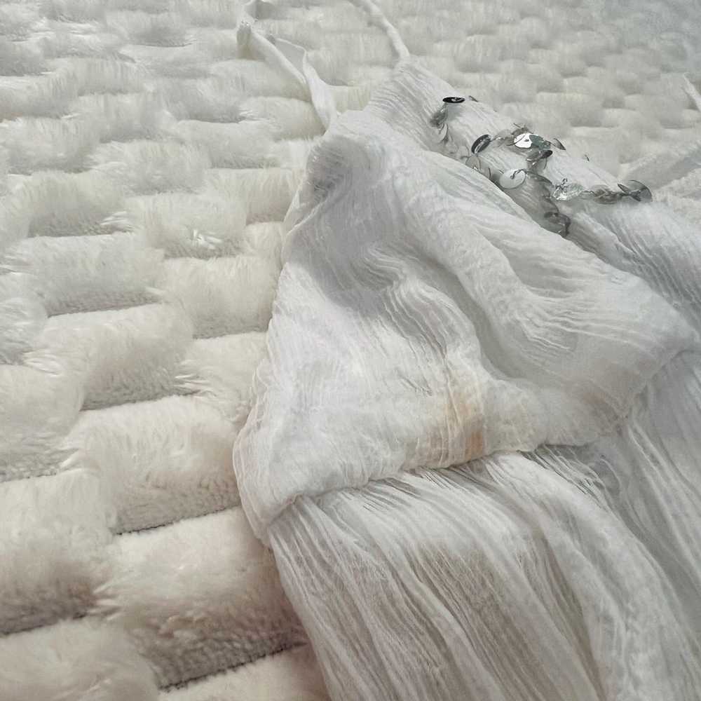 Dreamy Y2K White Silk Sparkly Sequins Dress - image 5