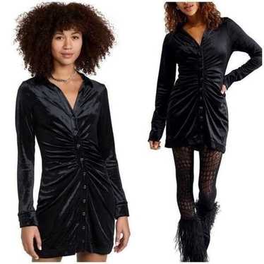 Free People - Shayla Mini Dress in Velvet Black - image 1
