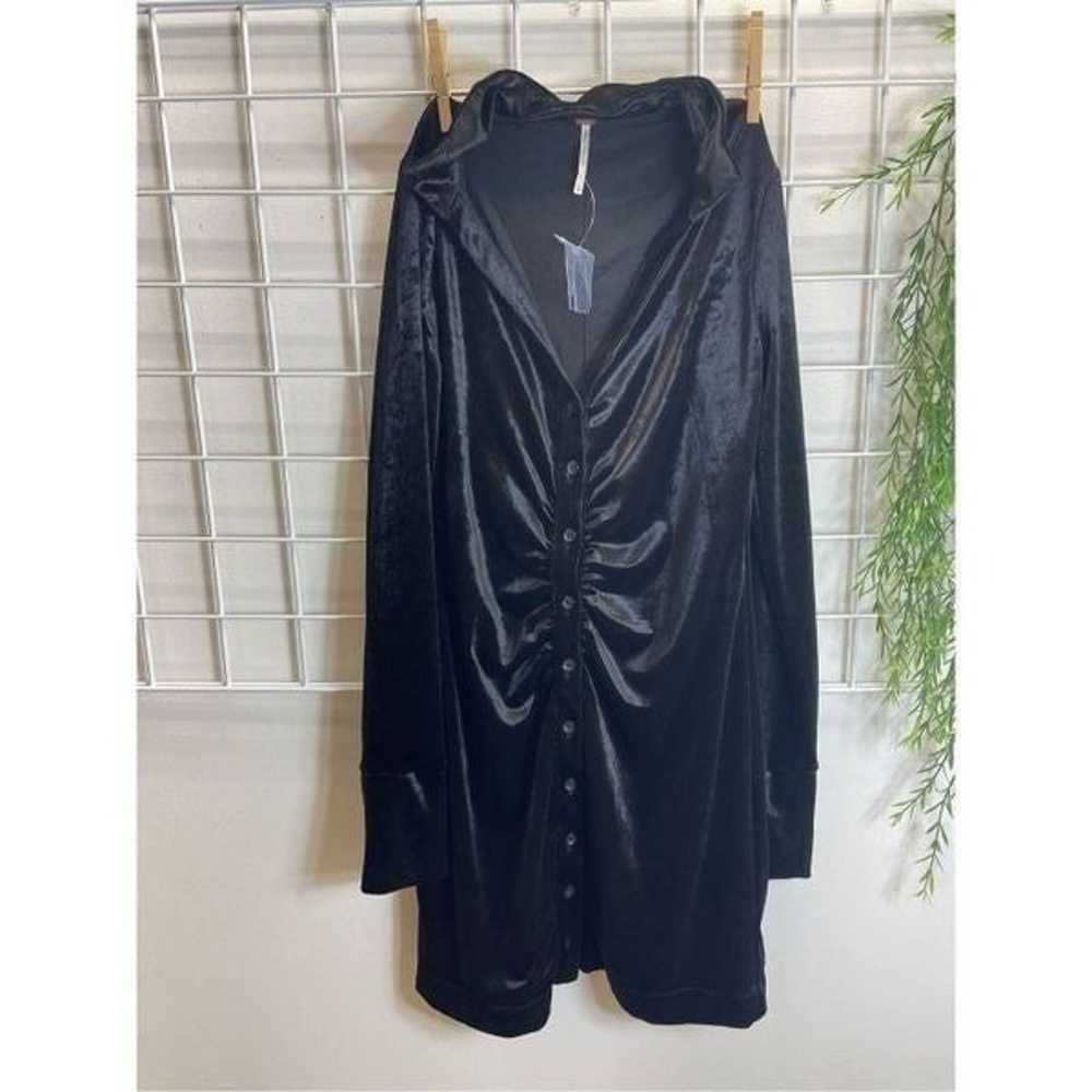Free People - Shayla Mini Dress in Velvet Black - image 4