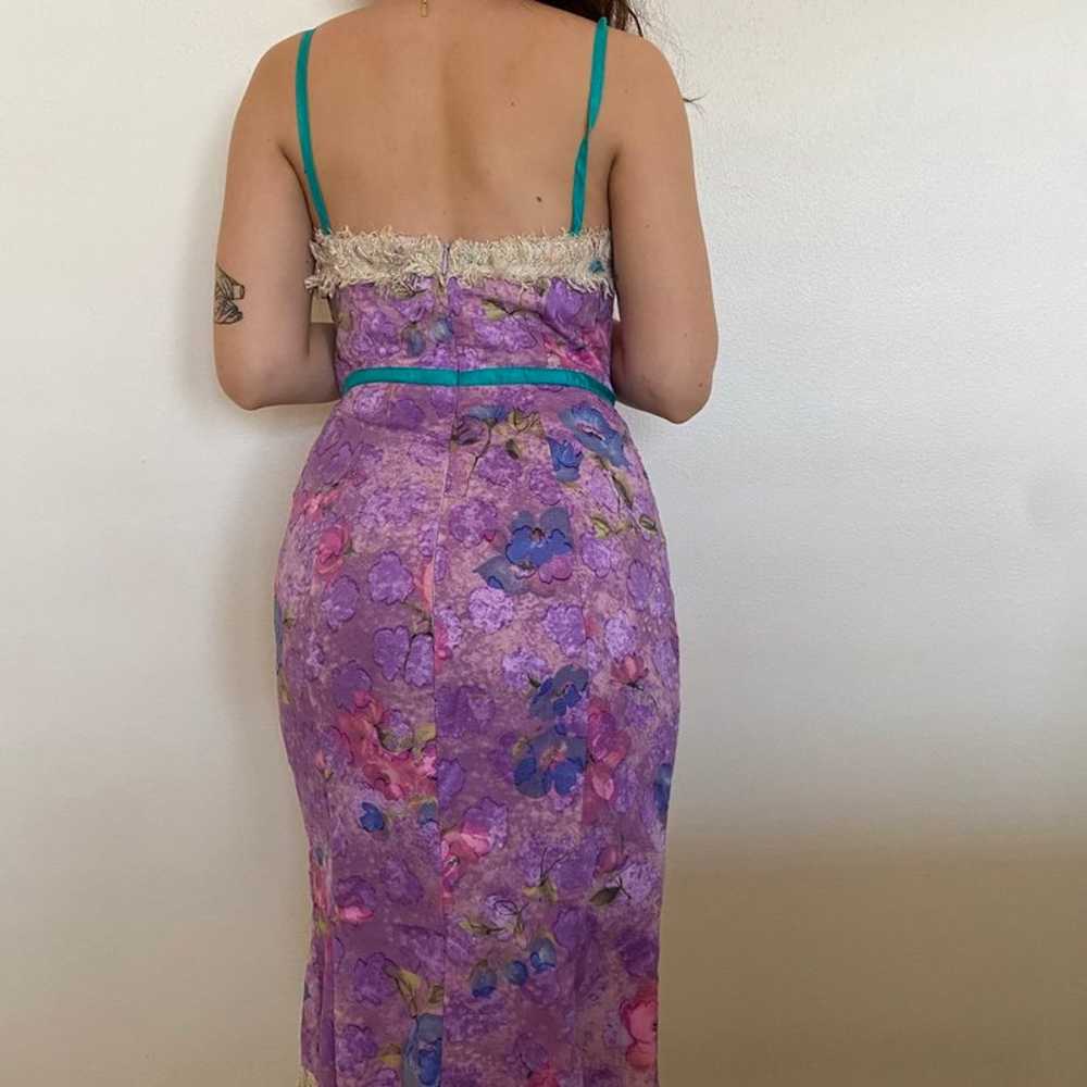 Vintage 1990s Tracy Feith Purple Floral Midi Dress - image 4
