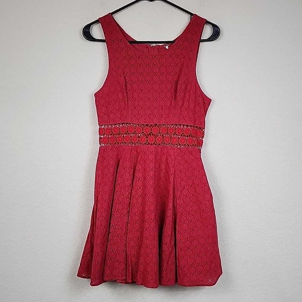 Free People Red Daisy Chain Mini Fit Flare Size 6… - image 3