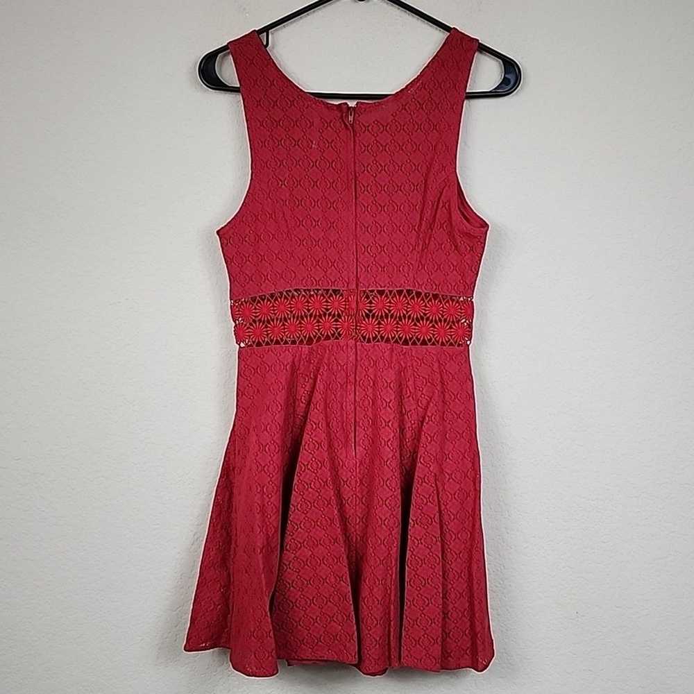 Free People Red Daisy Chain Mini Fit Flare Size 6… - image 7