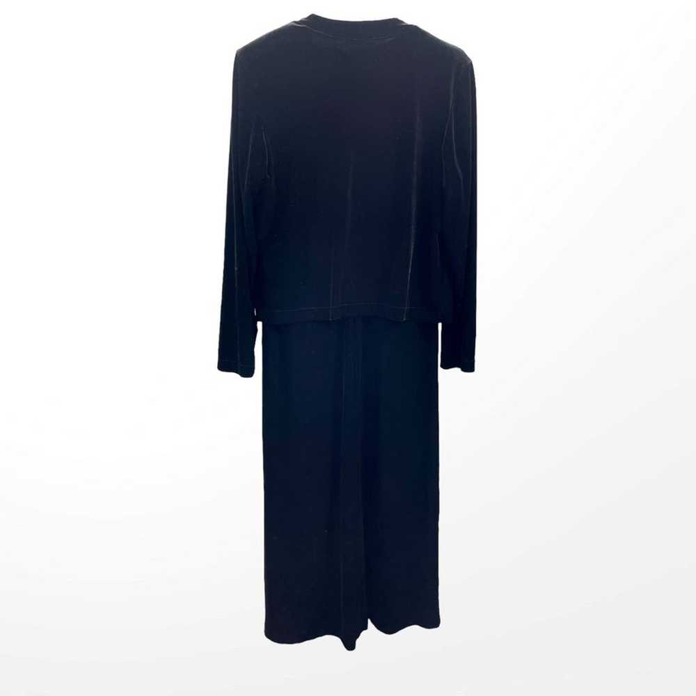 90s FOCUS Vintage Black Velvet Jacket Dress Set w… - image 3