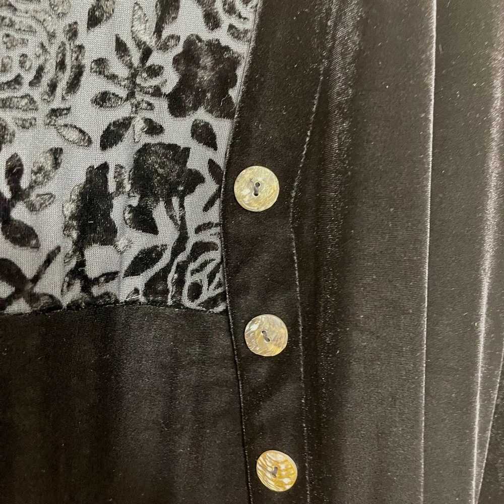 90s FOCUS Vintage Black Velvet Jacket Dress Set w… - image 8