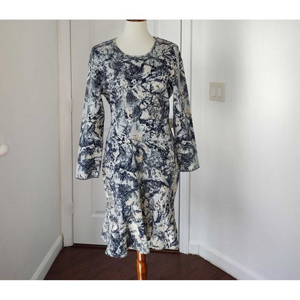 BCBGMaxAzria Dress sz L Knit Leilani Blue Flounce… - image 7