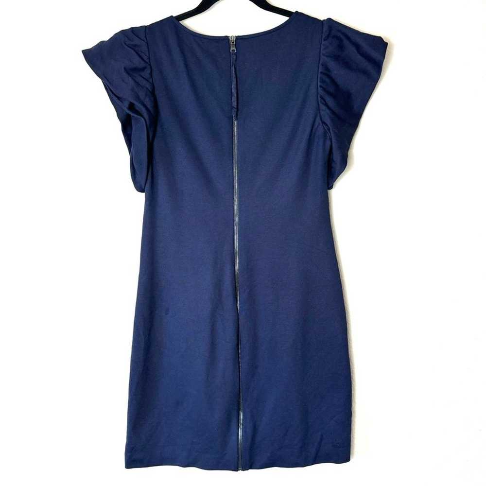 Trina Turk Navy Blue Ruffled Sleeve Sheath Dress … - image 2