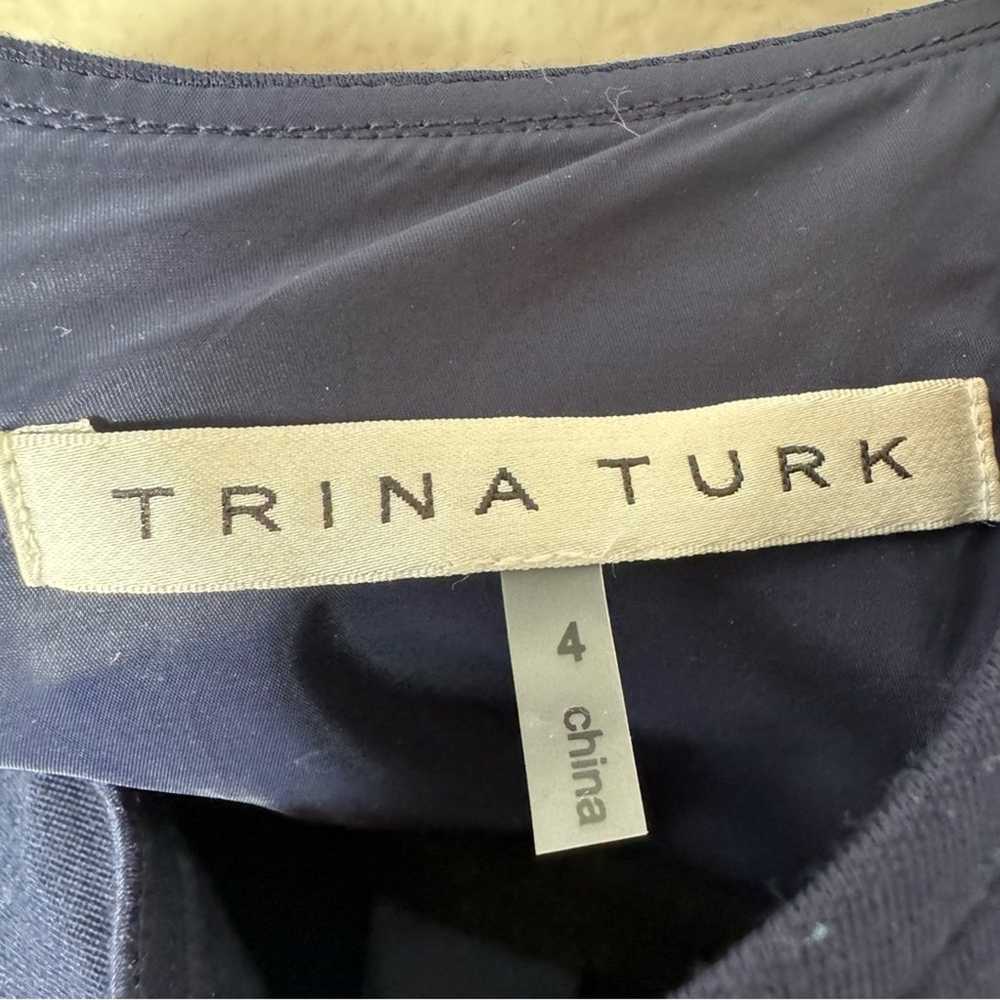 Trina Turk Navy Blue Ruffled Sleeve Sheath Dress … - image 4