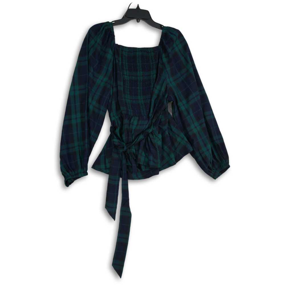 NWT Old Navy Womens Green Navy Blue Plaid Balloon… - image 2