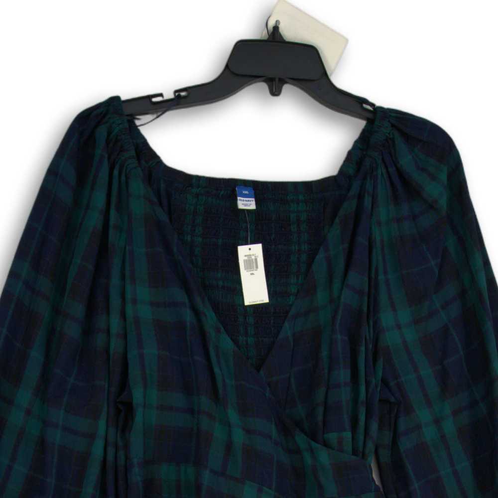 NWT Old Navy Womens Green Navy Blue Plaid Balloon… - image 3