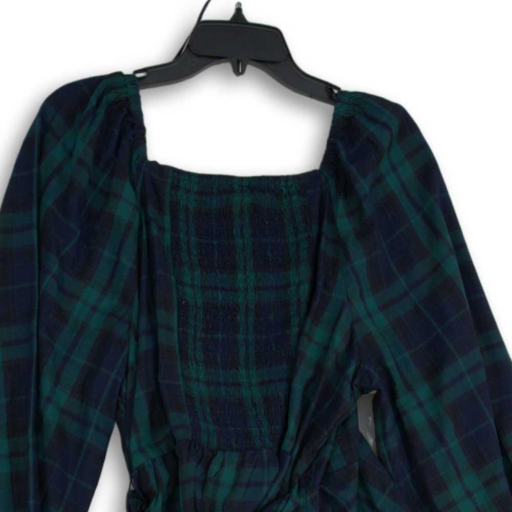 NWT Old Navy Womens Green Navy Blue Plaid Balloon… - image 4