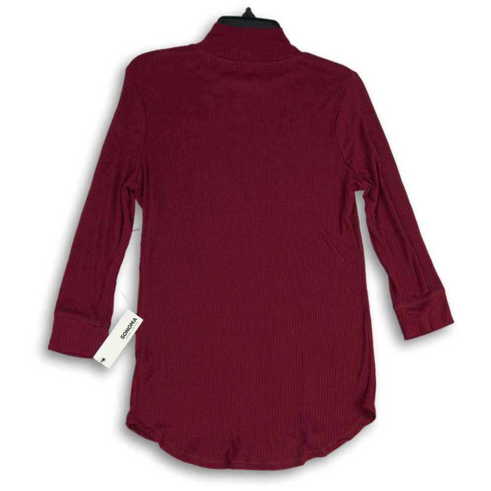 NWT Sonoma Womens Maroon Ribbed Mock Neck Long Sl… - image 2