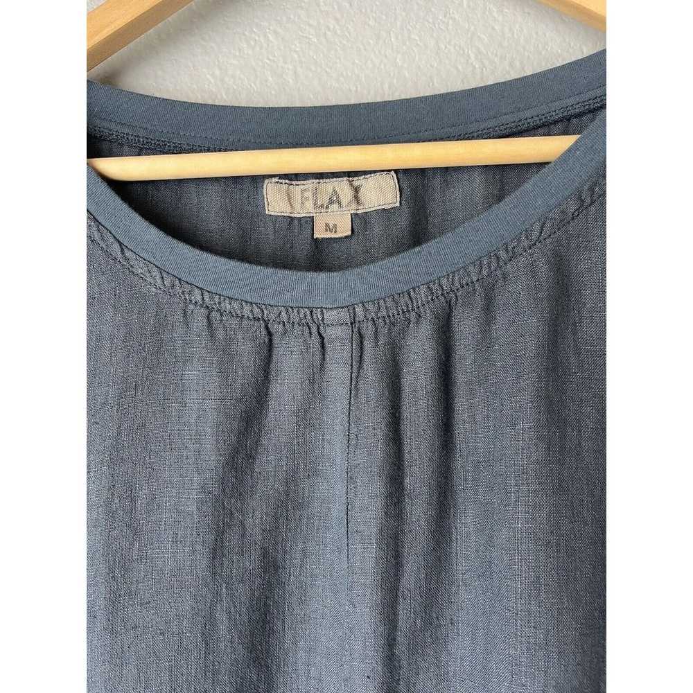 Flax Shirt Dress Medium Gray blue 100% Linen Pock… - image 3
