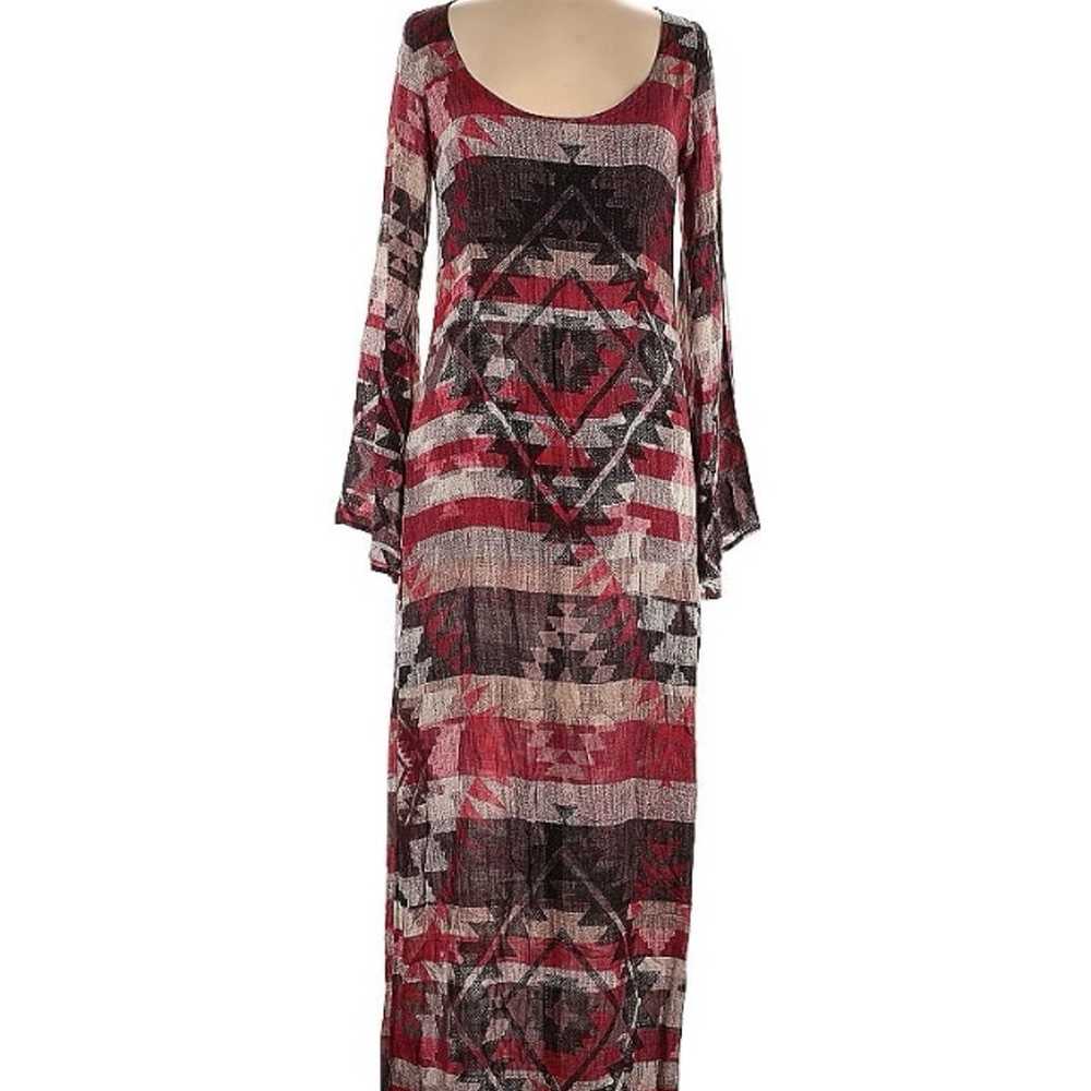 Tysa Aztec, Tribal Long Sleeve Maxi Dress With Op… - image 1