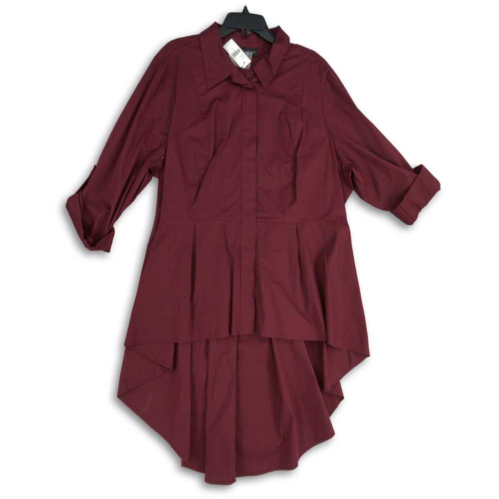NWT Lane Bryant Womens Maroon Long Sleeve Button … - image 1