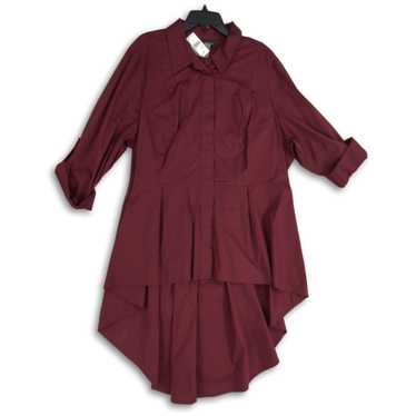 NWT Lane Bryant Womens Maroon Long Sleeve Button … - image 1