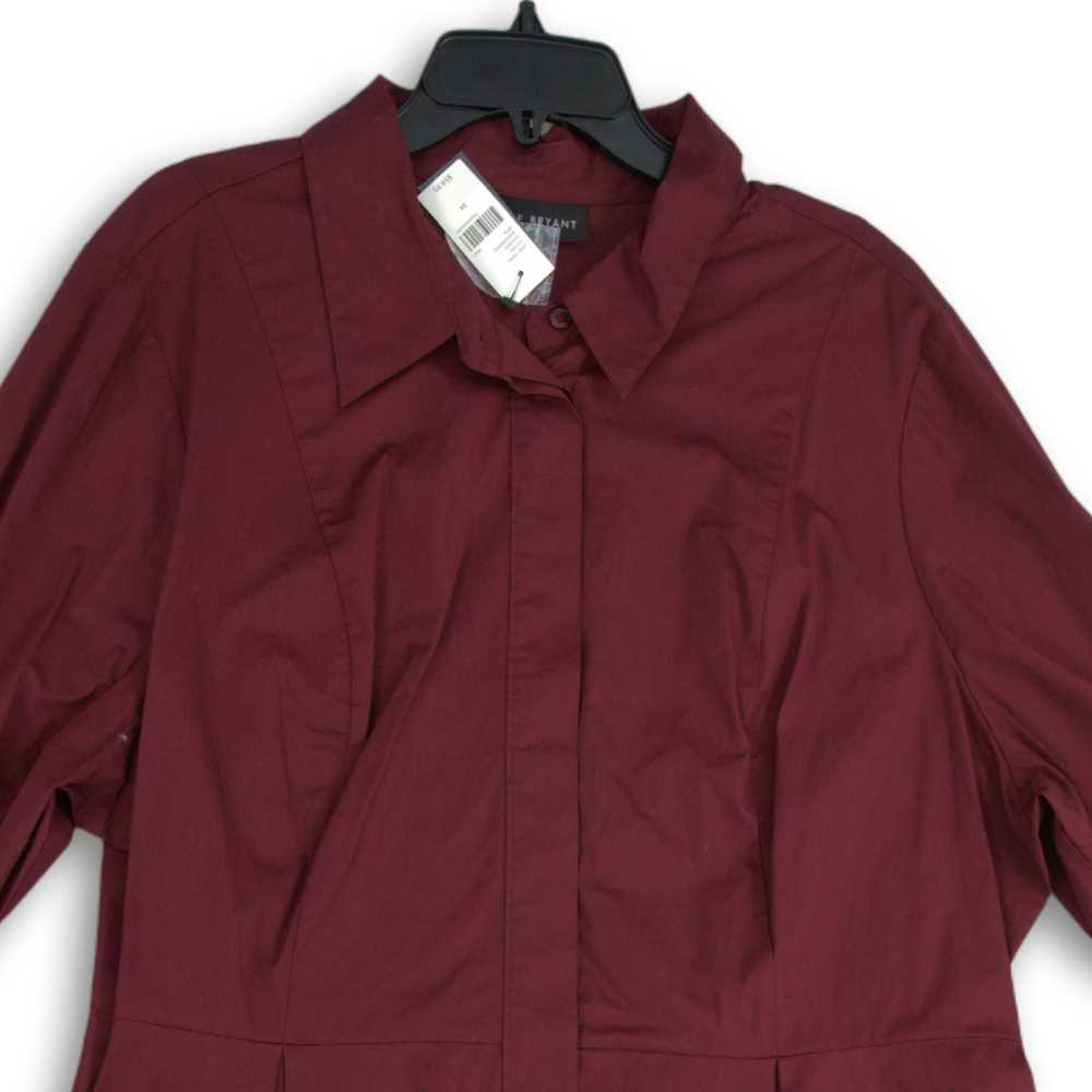 NWT Lane Bryant Womens Maroon Long Sleeve Button … - image 3