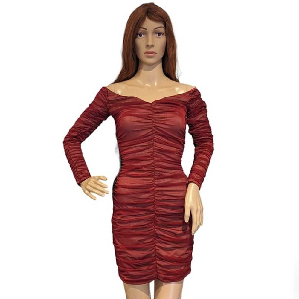 House of  CB London Fifi Wine Red bodycon stretch… - image 2