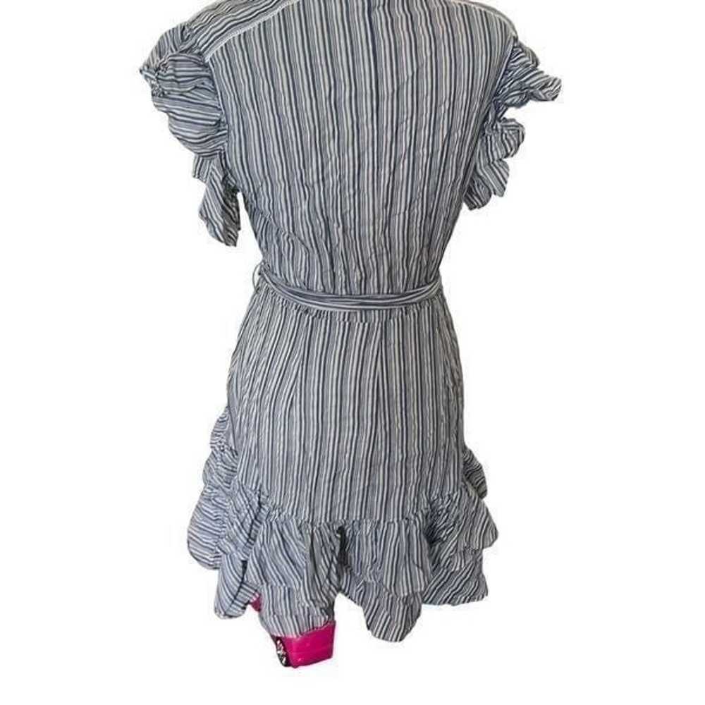 Rebecca Taylor striped button up ruffle belted dr… - image 4