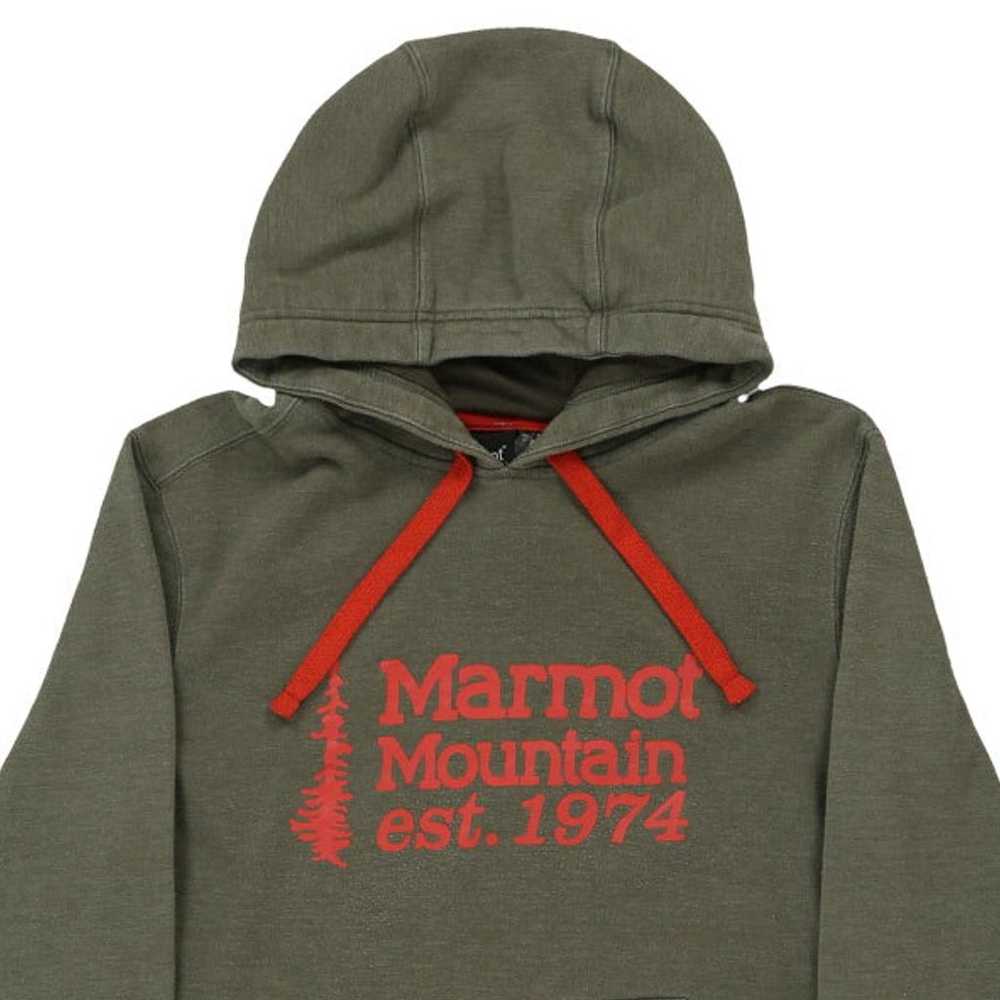 Marmot Spellout Hoodie - Small Green Cotton Blend - image 3