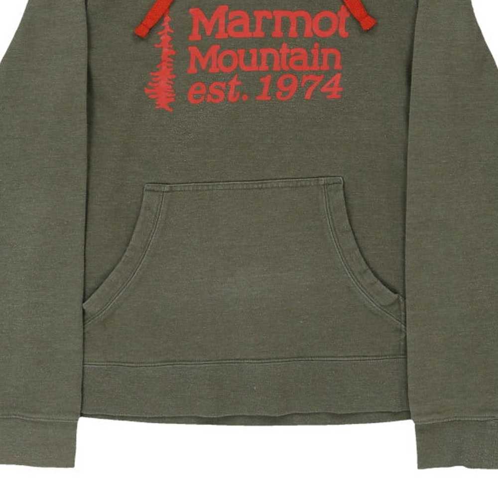 Marmot Spellout Hoodie - Small Green Cotton Blend - image 4